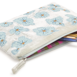 Anke Drechsel Silk Velvet Embroidered Pouch, Louisa Blue