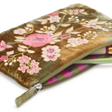 Anke Drechsel Silk Velvet Embroidered Pouch, Liza Lake Floral